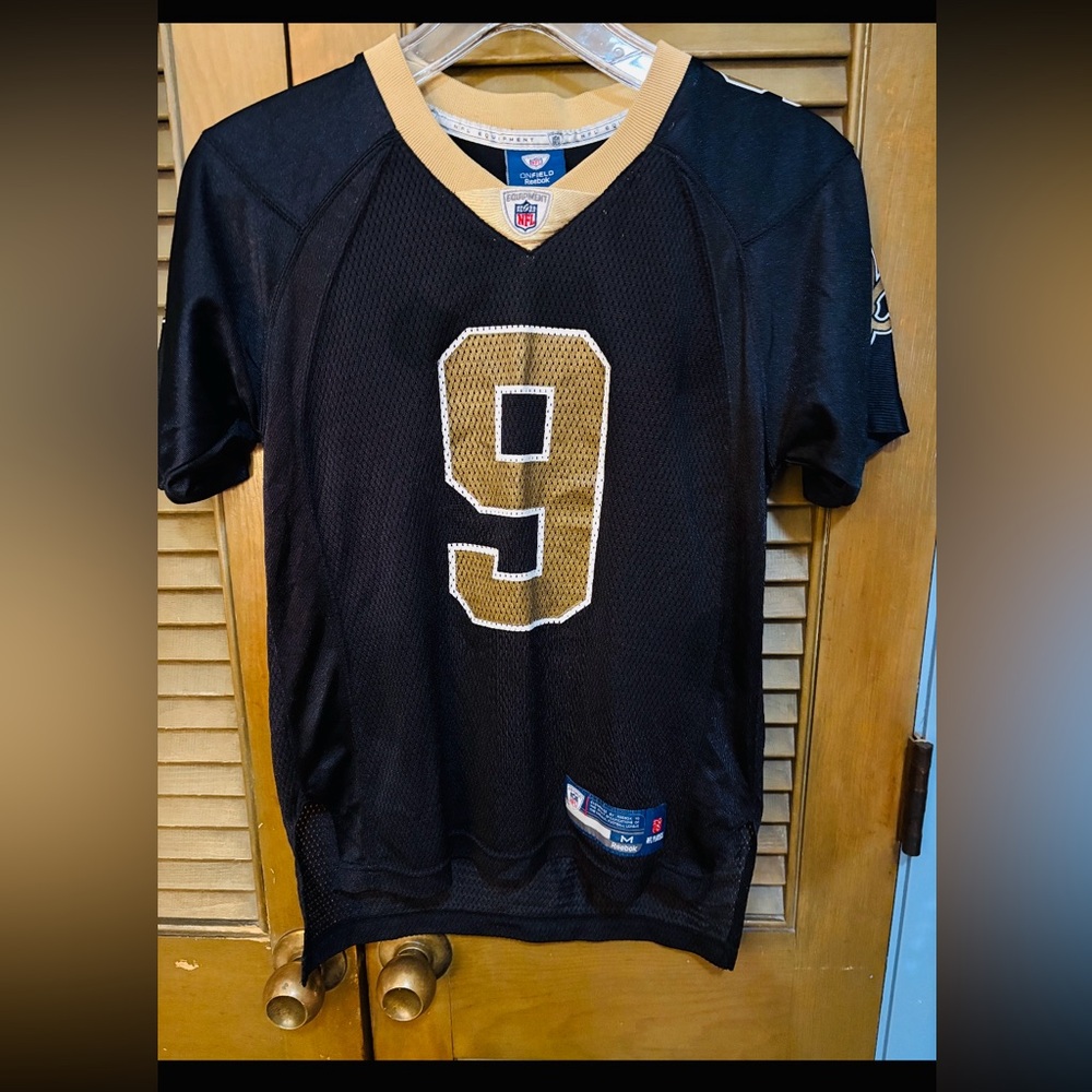 REEBOK Black NFL Saints Jersey Boys Brees #9, Size M (10-12)